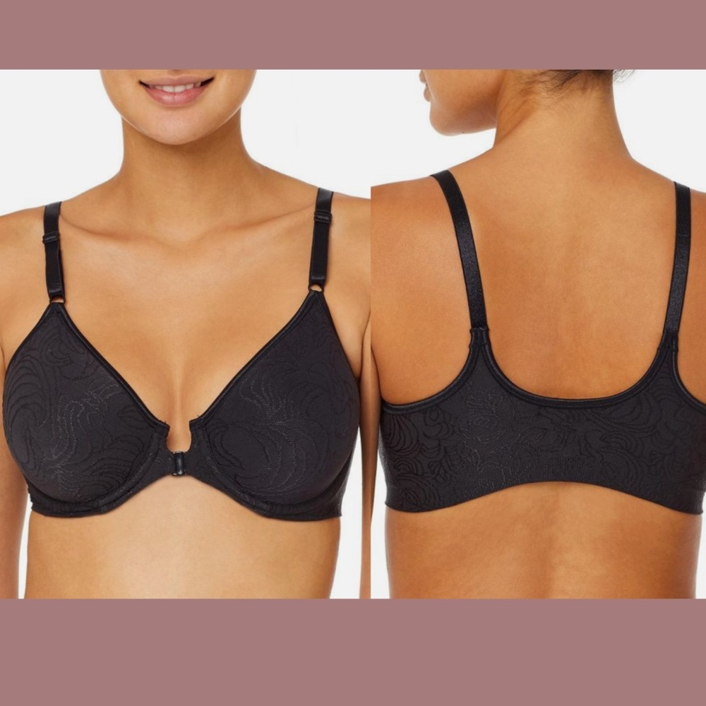 NEW $48 Bali [ 38D ] Comfort Revolution Front-Close T-Shirt Bra Black‎